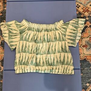 Marine Layer Cream and Green Textured Top